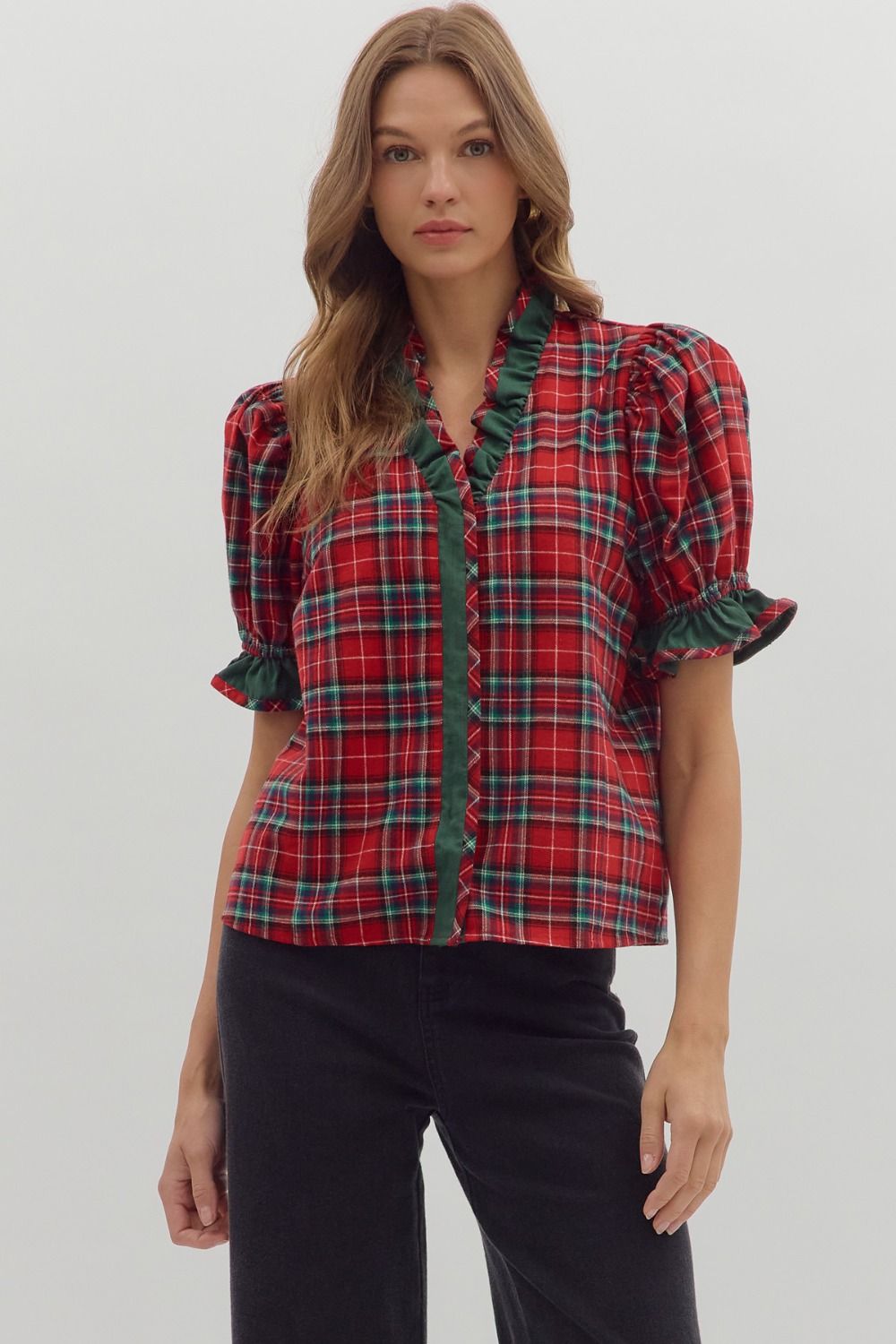 Shirt - Plaid Button Closure