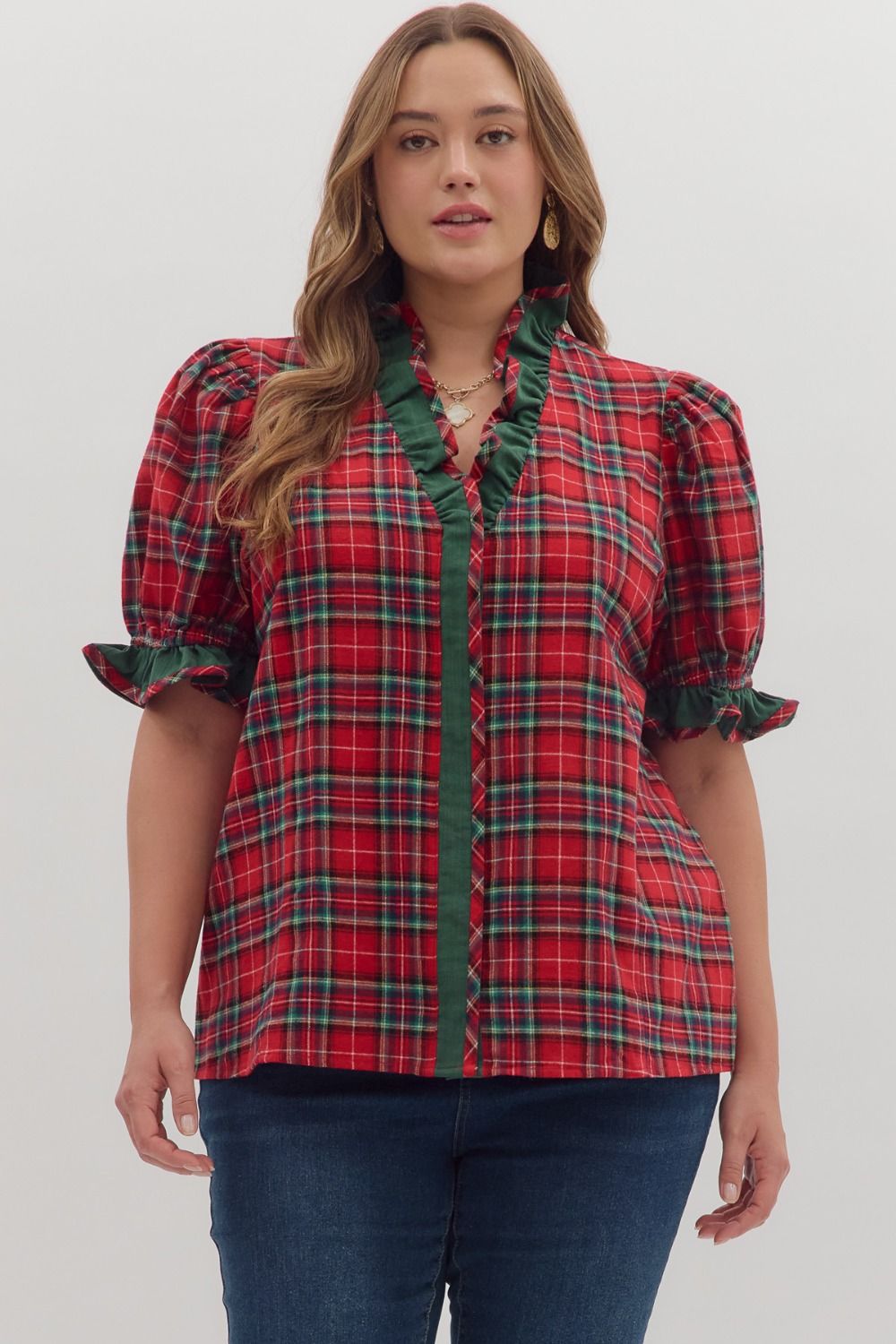 Plus - Plaid Short Sleeve