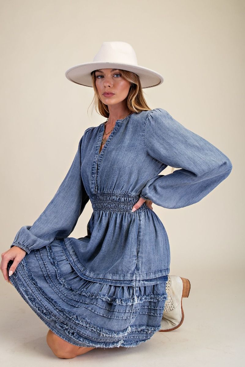 Dress - Chambray Tiered