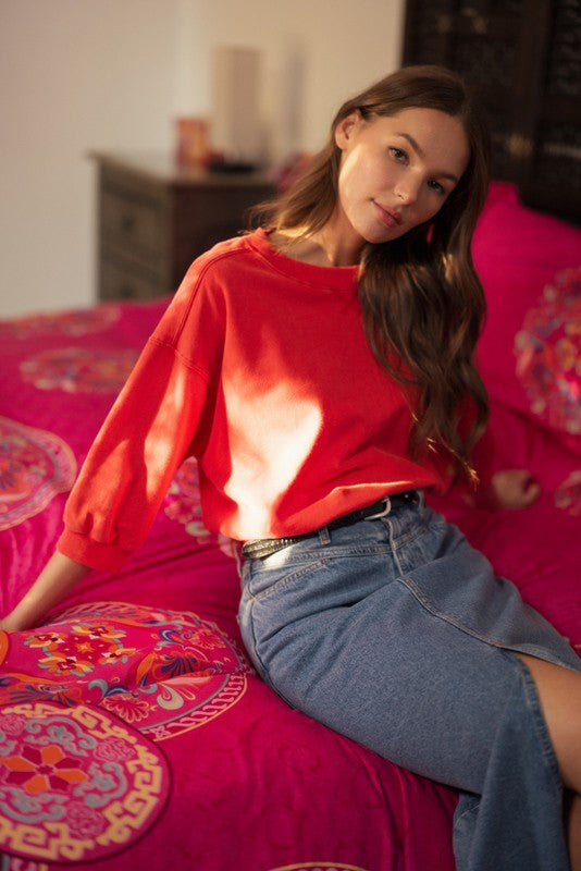 Sweatshirt - Three Quarter Red