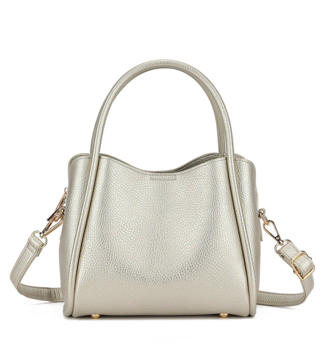 94646 Clara 3 Compartment Satchel/Crossbody Bag: Silver