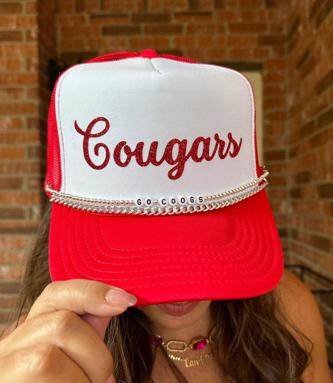 Cougars Trucker Hat: Red/White
