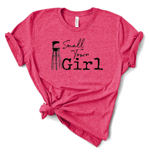 SMALL TOWN GIRL T-SHIRT: HEATHER RASPBERRY BLK INK