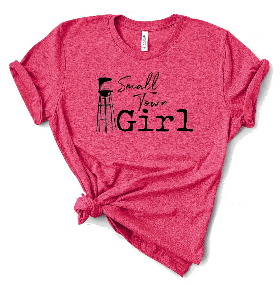 SMALL TOWN GIRL T-SHIRT: HEATHER RASPBERRY BLK INK