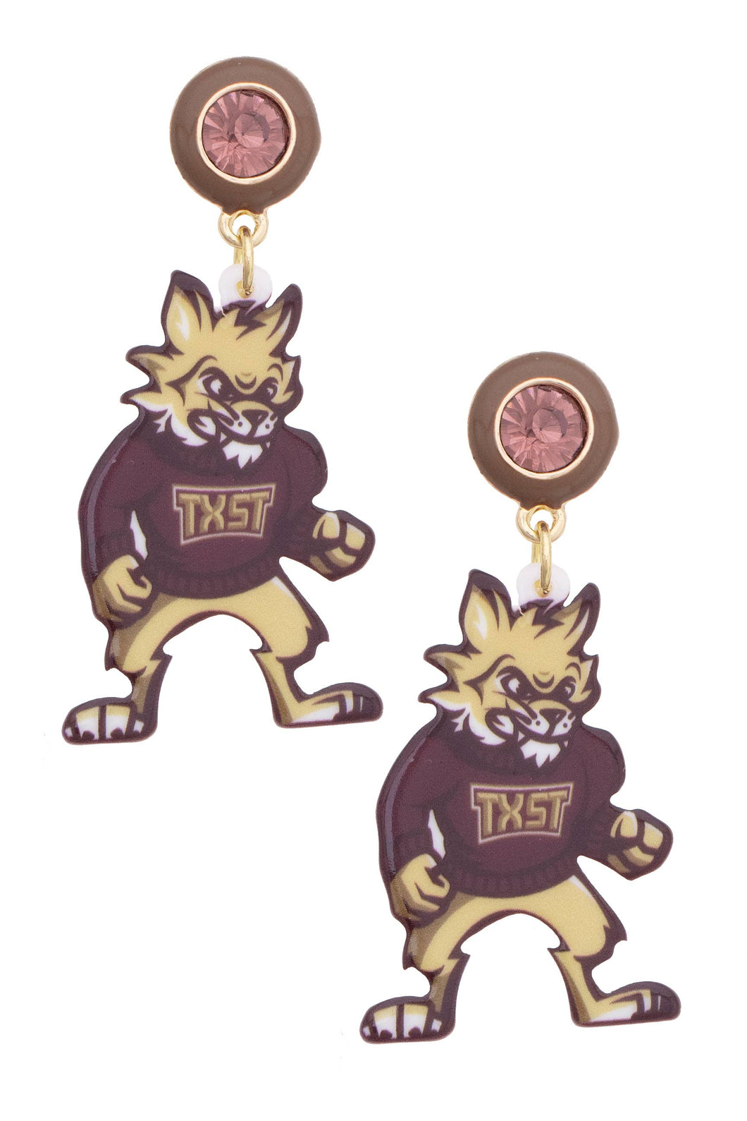 Texas State Bobcats Resin Mascot Earrings