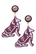 Texas A&M Reveille Resin Mascot Earrings in Maroon/White