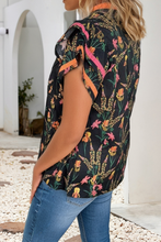 Shirt: Floral Short Sleeve V Neck