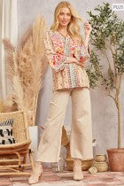 Shirt - Bell Sleeve Aztec