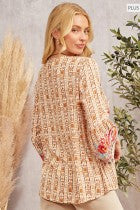 Shirt - Bell Sleeve Aztec
