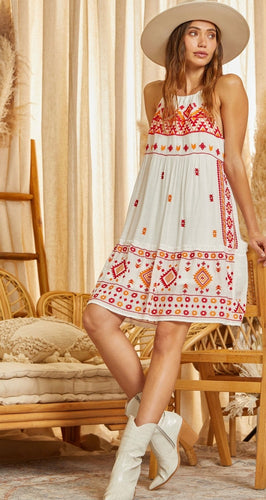 Dress - Embroidered Halter