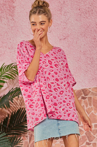 Shirt - pink Leopard