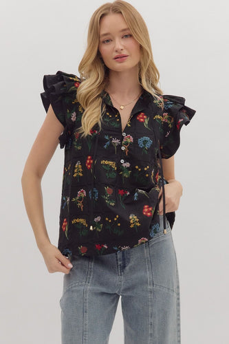 Shirt - Black Botanical