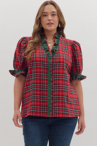 Plus - Plaid Short Sleeve