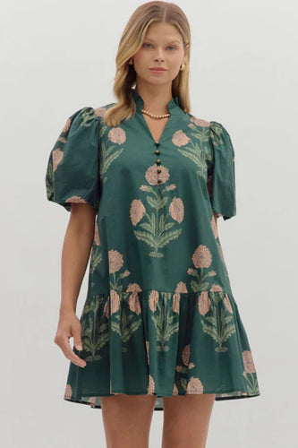 Dress - Green Floral