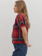 Sweater - Christmas Plaid Short Sleeve