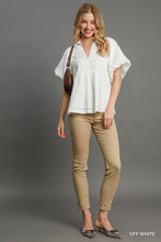 Shirt -  Smocked V-Neck