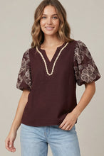 Shirt - Puff sleeve wine