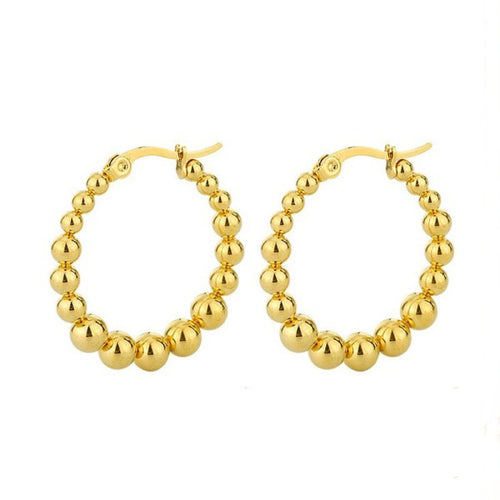 Earring - Gold Ball Hoop