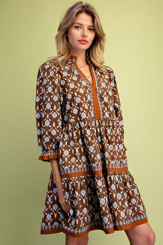 Dress - Brown Floral