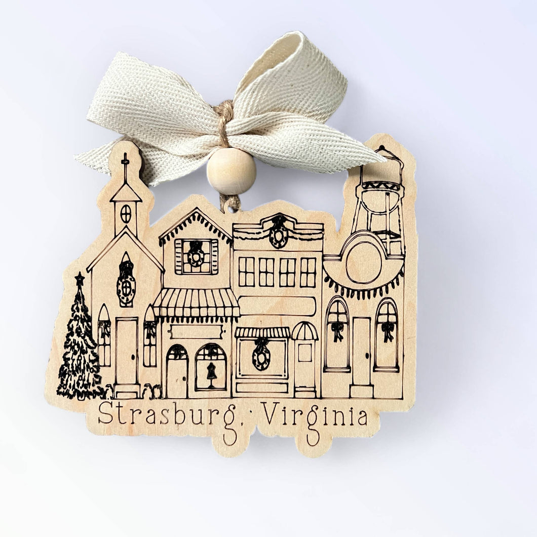 Small Town Street Custom Christmas Ornament Main Street : With Water Tower