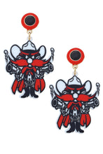 Texas Tech Raider Red Resin Mascot Earrings in Red/Black
